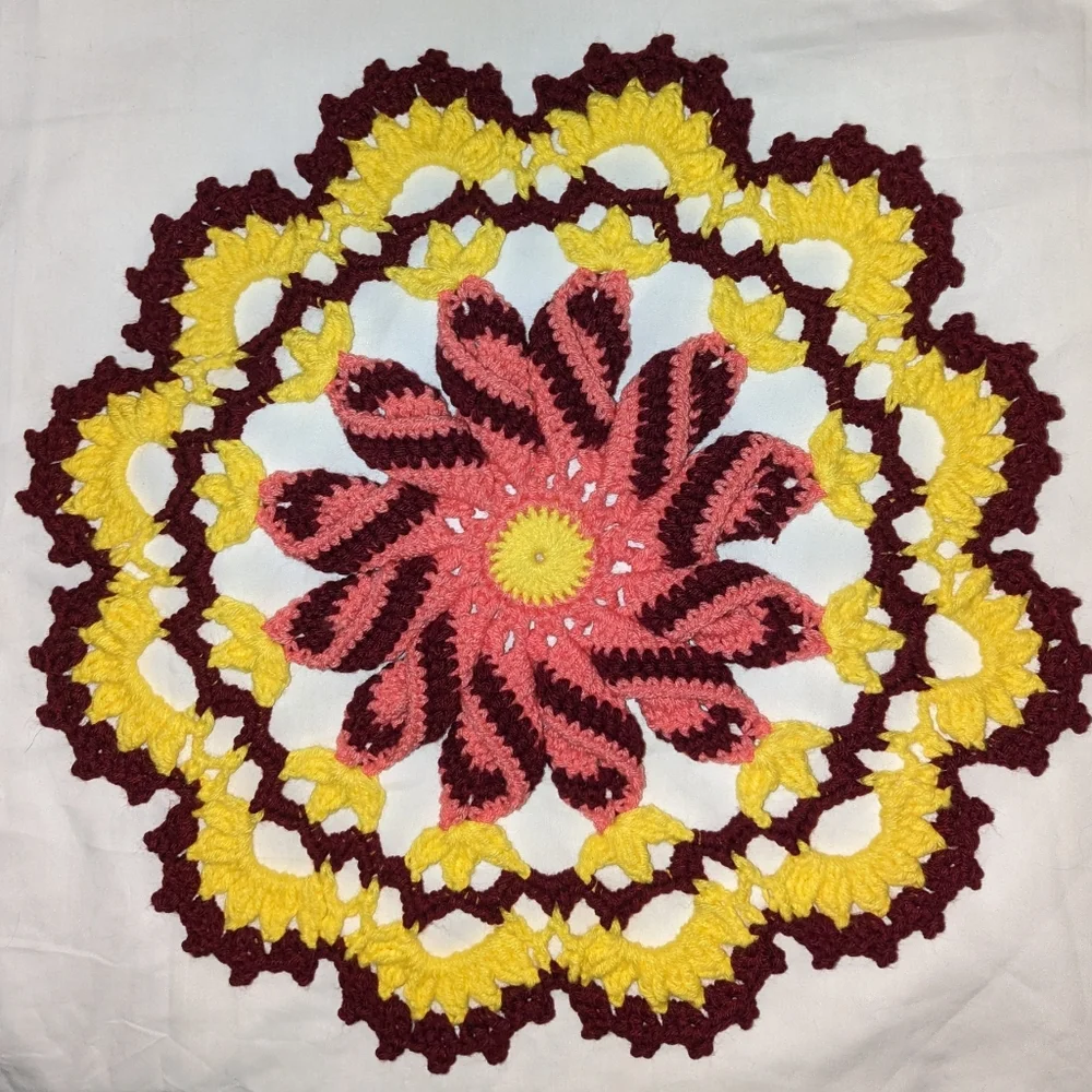 Carnival Ride Pinwheel Bed Doily Crochet Handmade